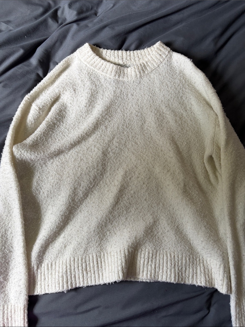 American Eagle Outfitters Cream Cozy Crewneck Sweater